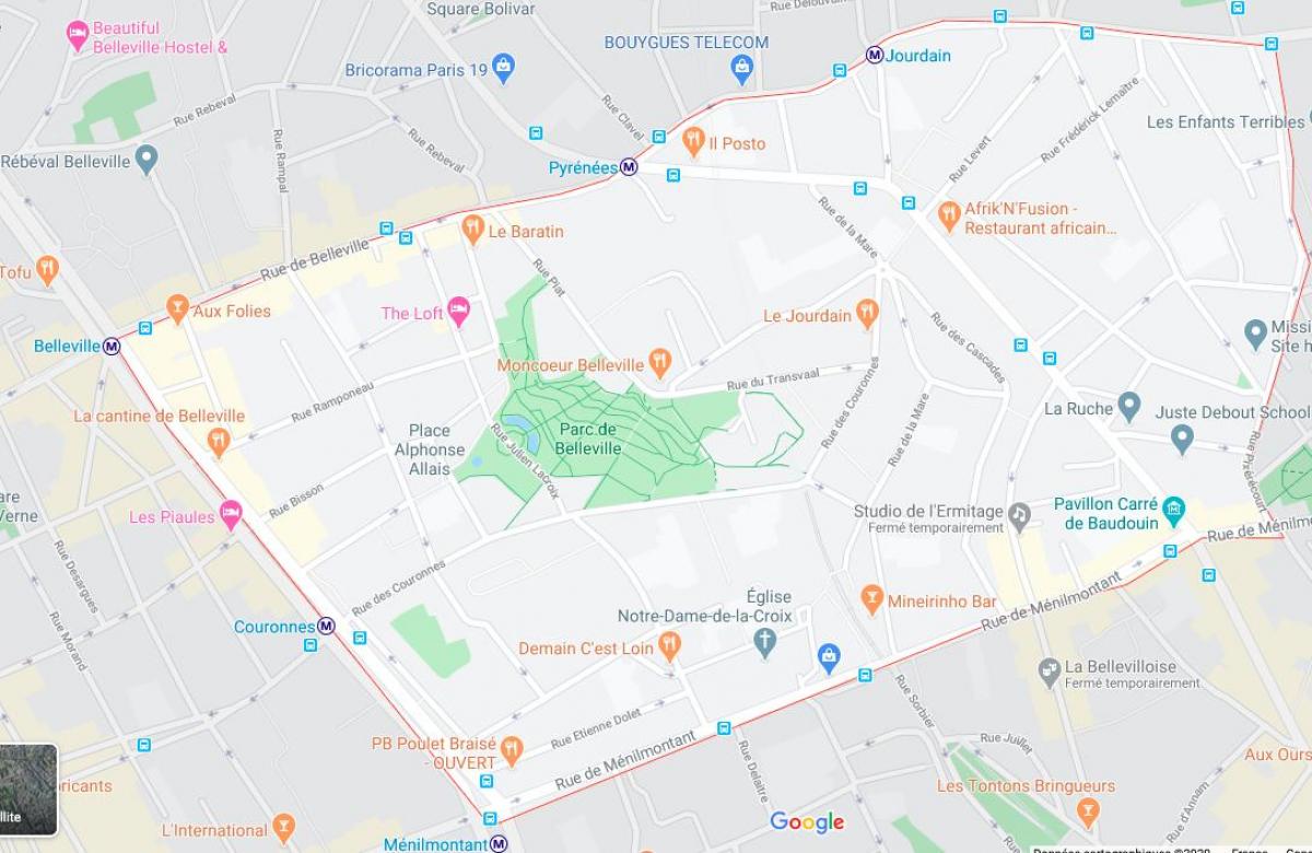 Mapa de belleville de París