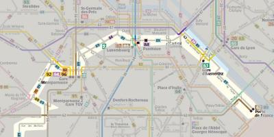 Mapa de autobuses de París 92 de la ruta