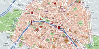 París de las principales atracciones turísticas mapa