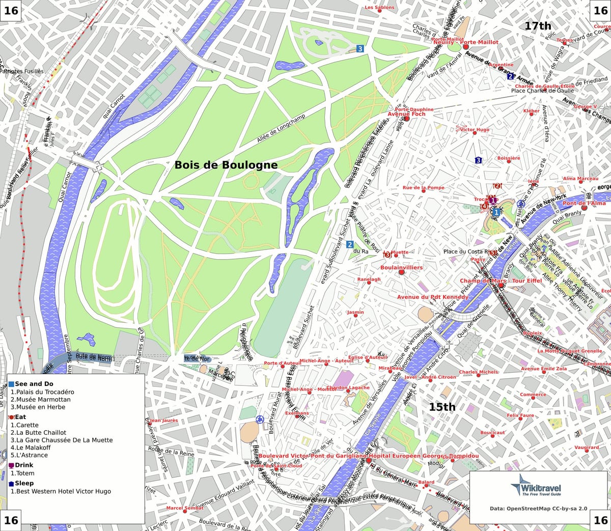 Mapa de 16 arrondissement de París