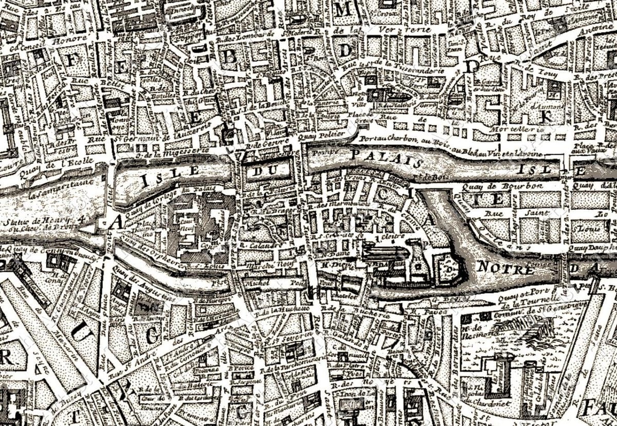 antiguo mapa de París de impresión