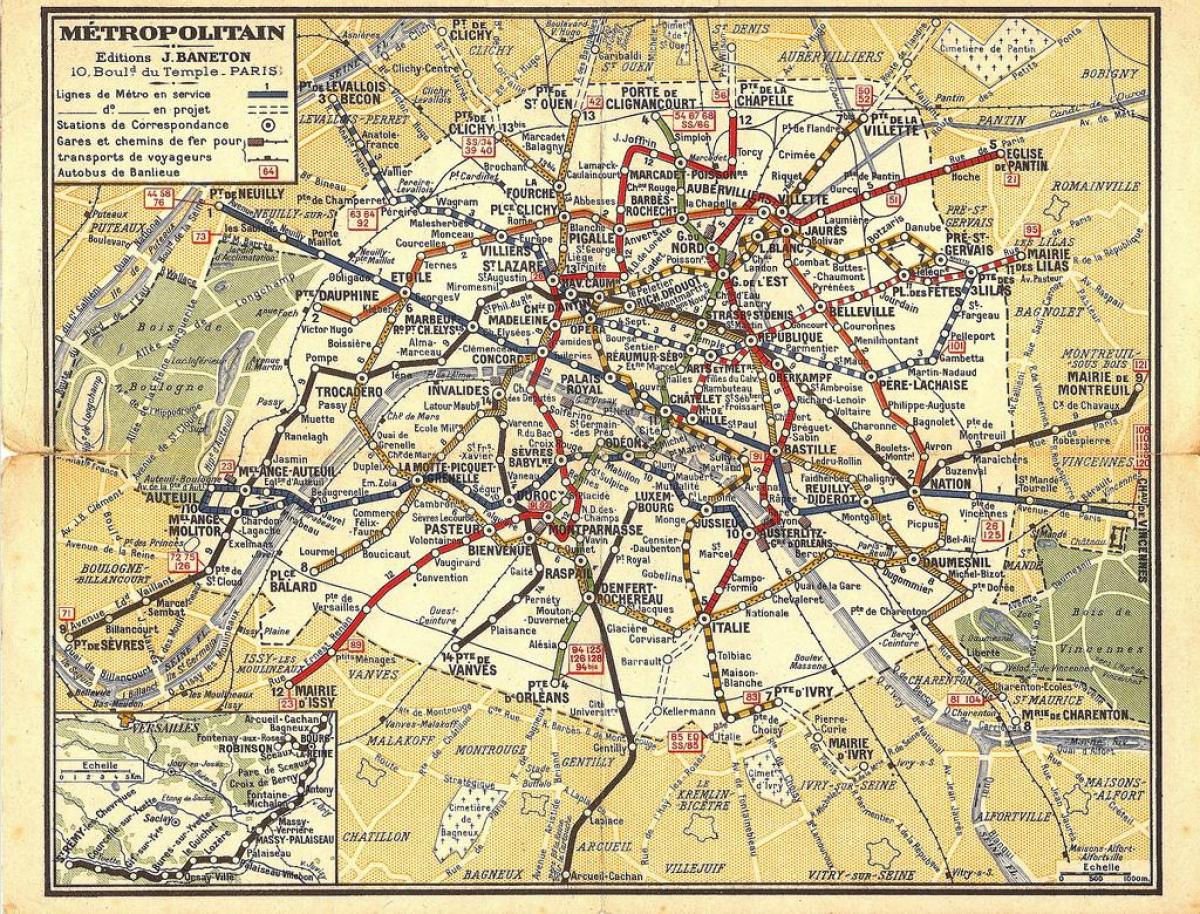 Mapa de la antigua metro de París