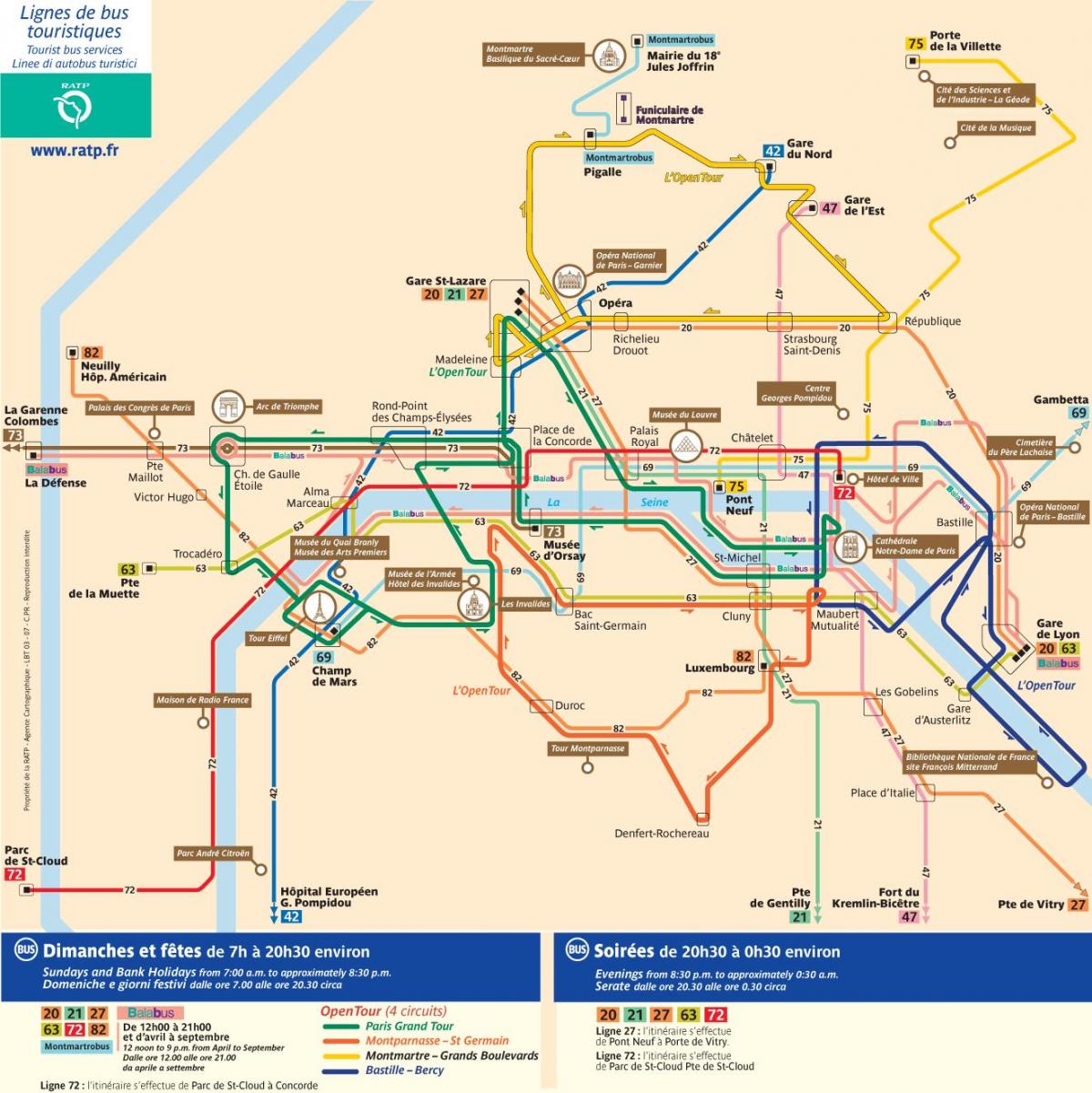 Paris city tour bus mapa