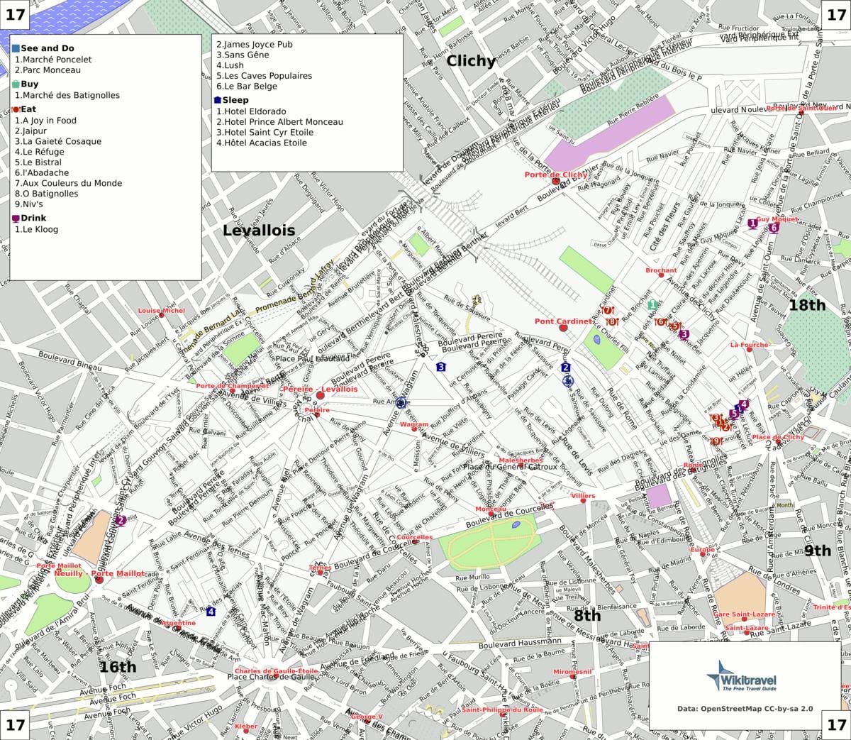 Mapa de distrito 17 de París