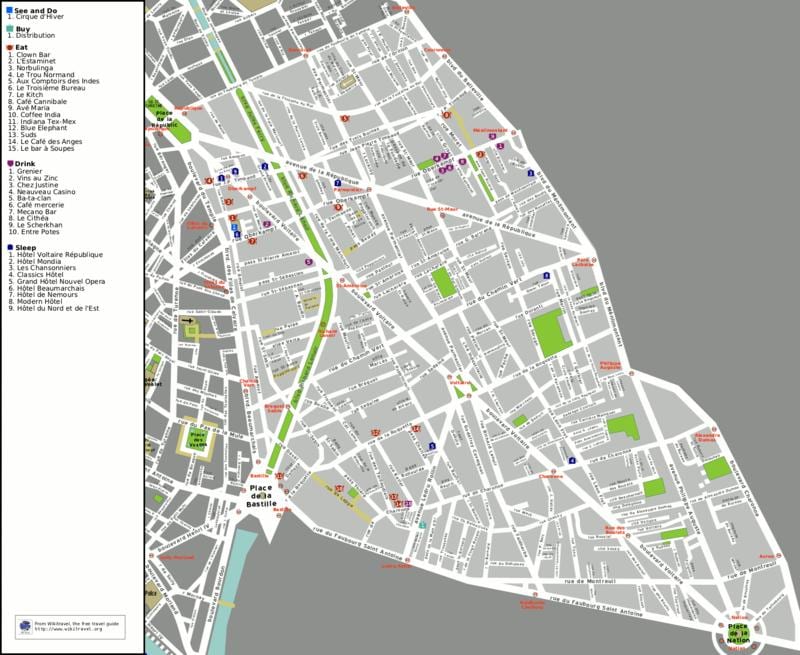 Paris bastille mapa