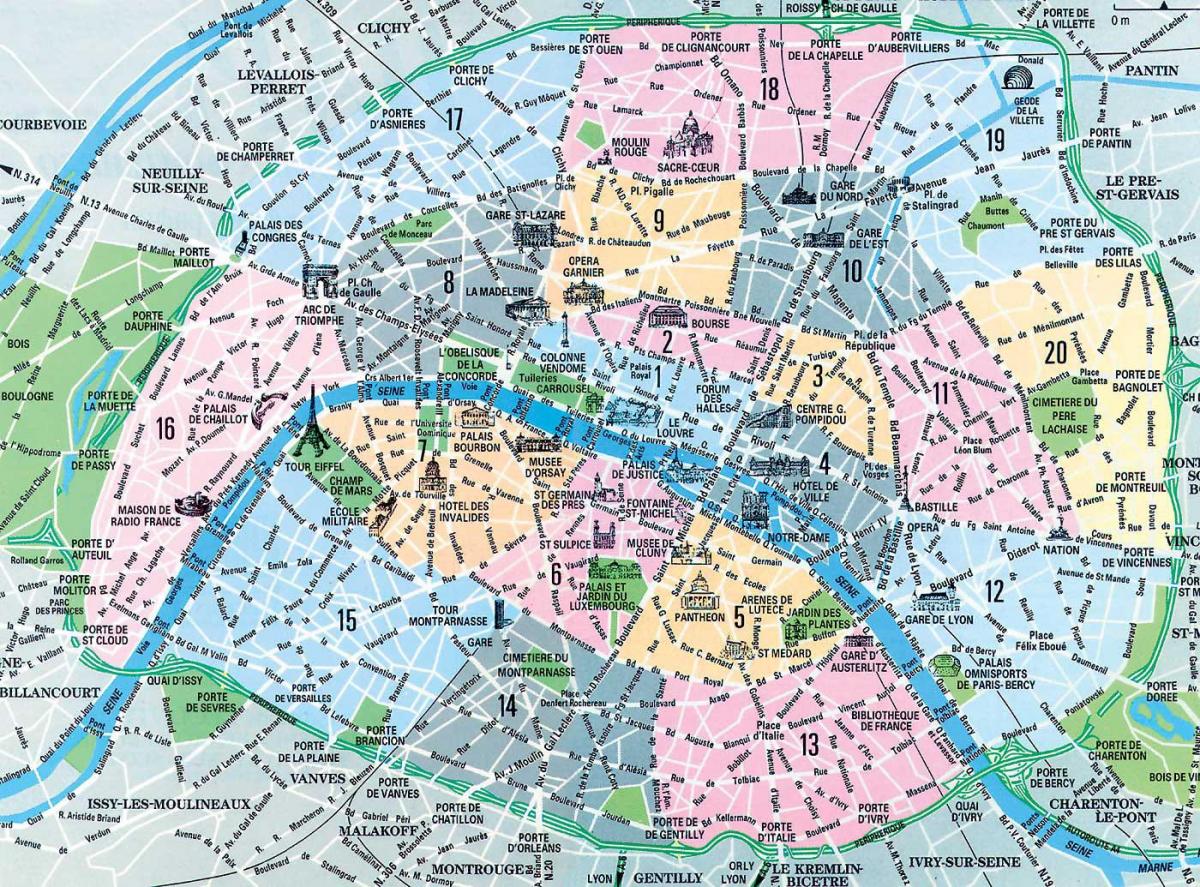 mapa de París, Francia distritos