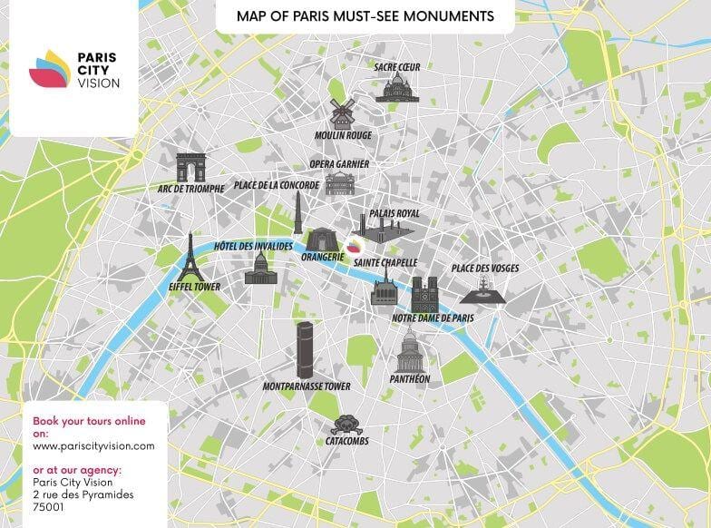 Mapa de la ciudad de París, Francia