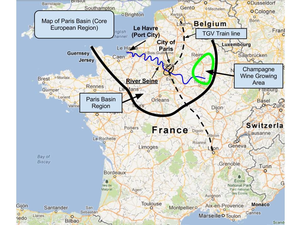 Mapa de la cuenca de París 