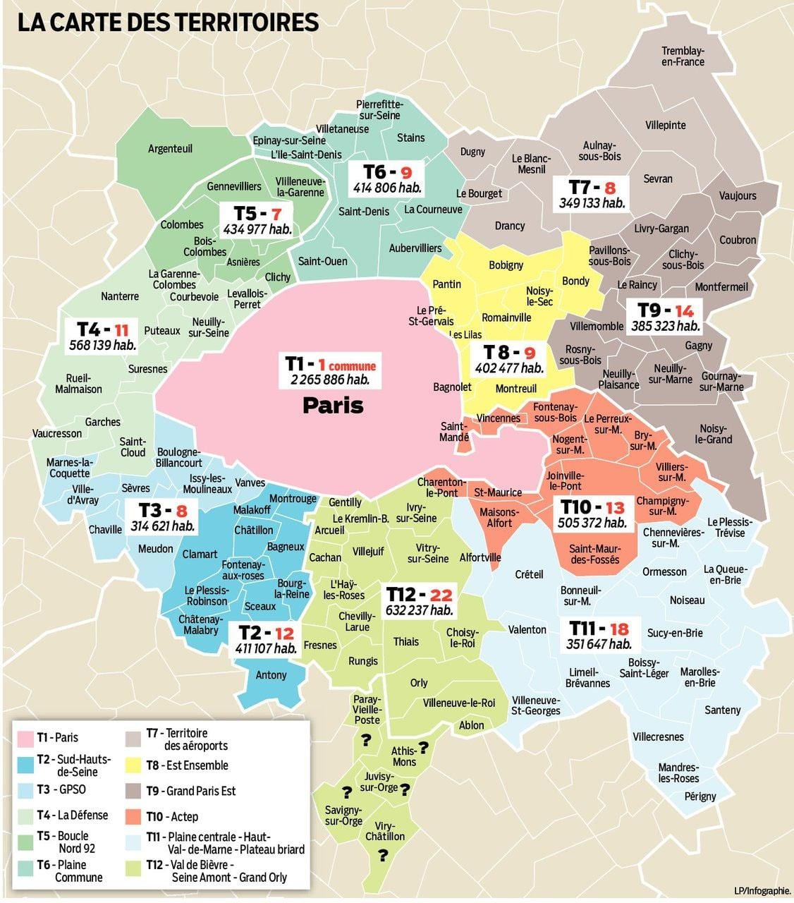mapa de la zona de París, Francia