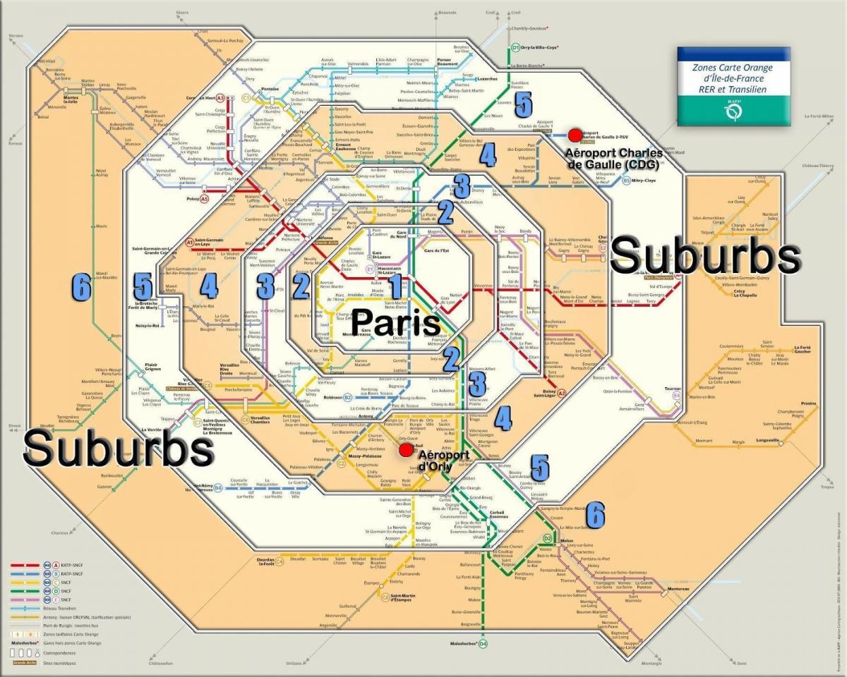 mapa de la zona de París, Francia