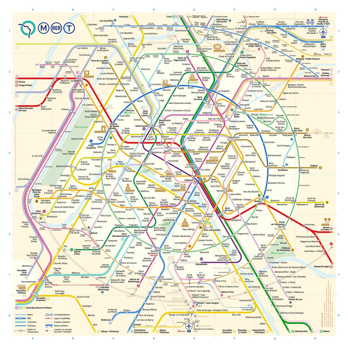 mapa de trenes de París, Francia