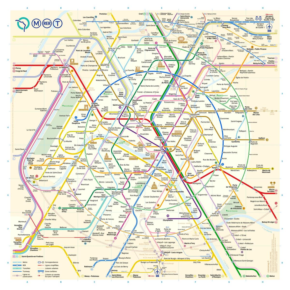 mapa de trenes de París, Francia
