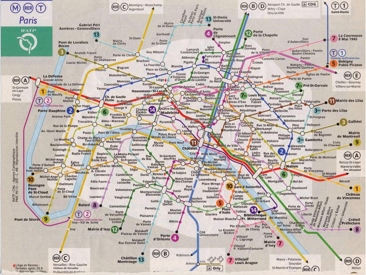 París línea de tren mapa