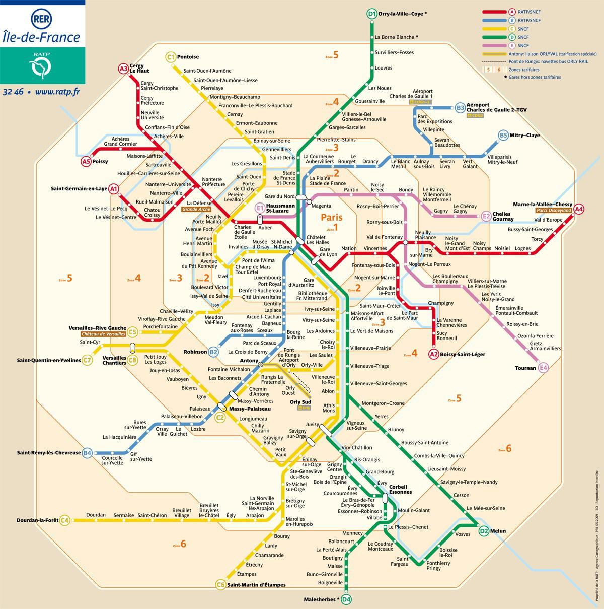 París, mapa de zona metro