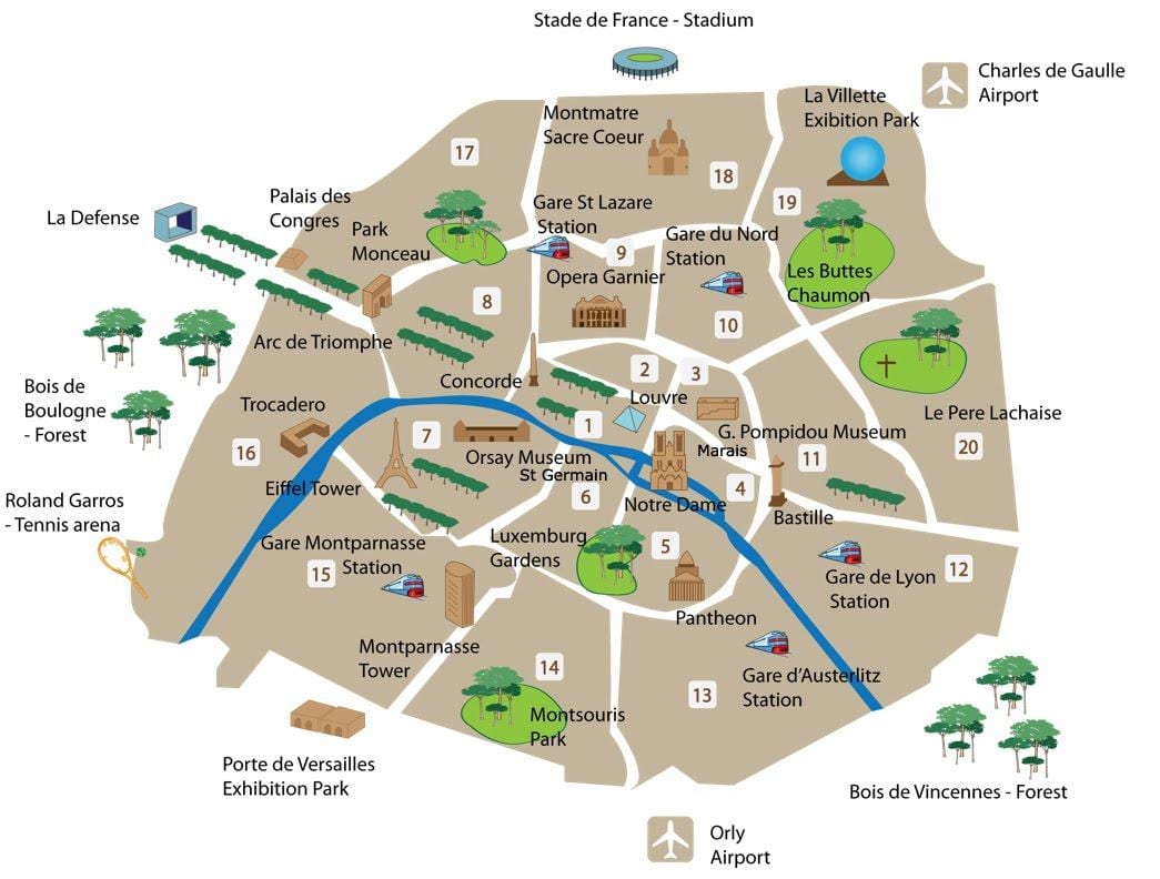 el barrio de montmartre de París, Francia mapa