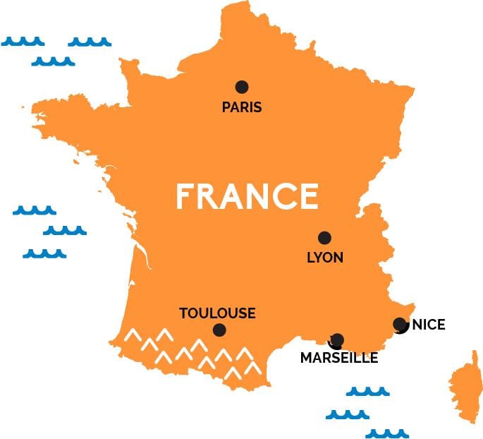 París, Francia en el mapa