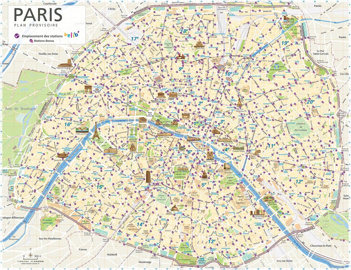 París compartir bicicletas mapa