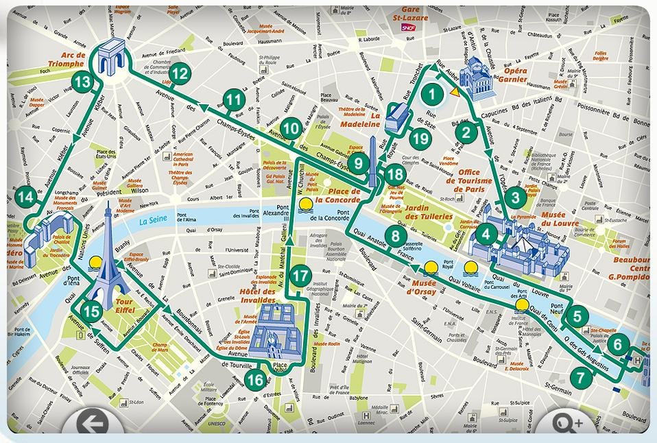 París recorrido a pie mapa
