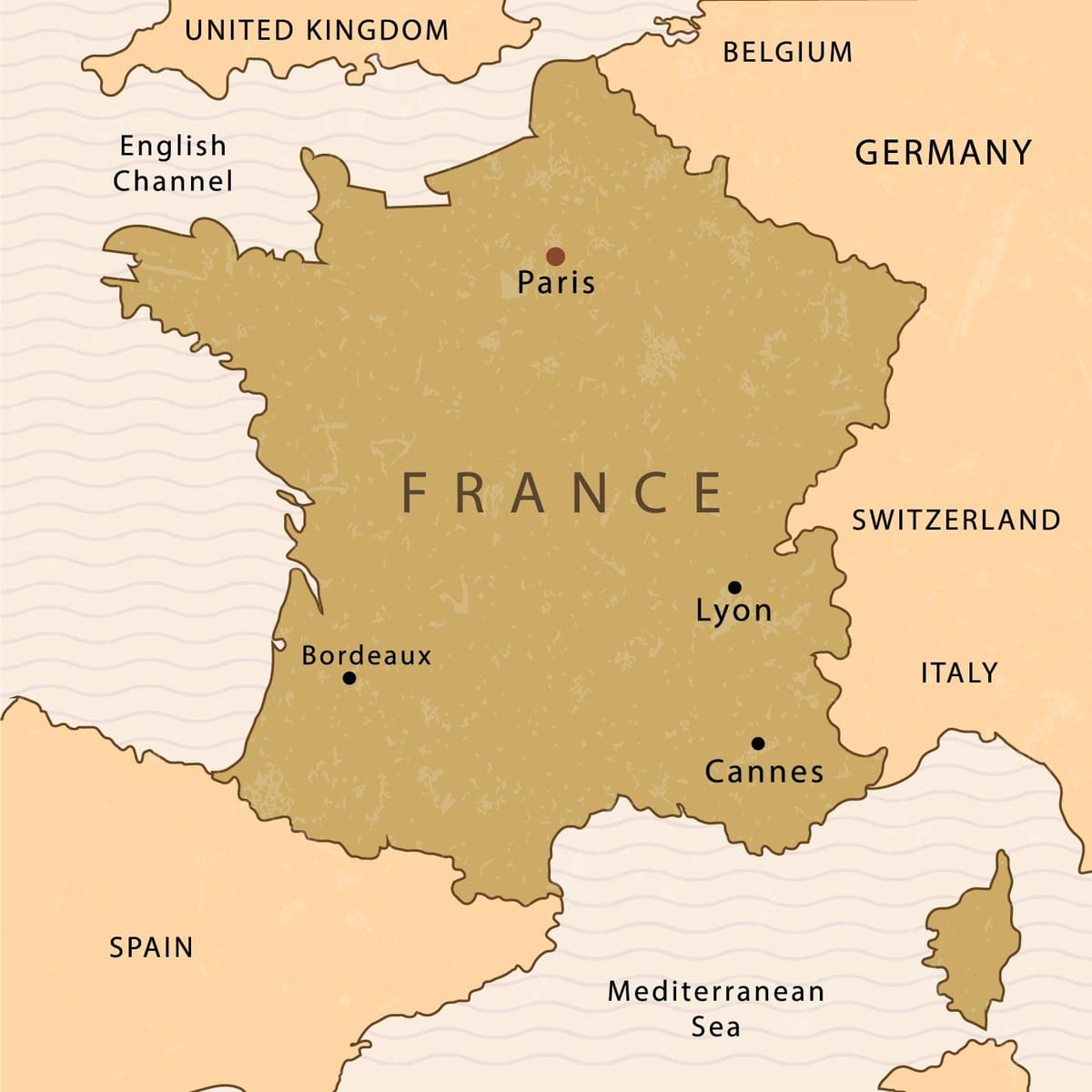 Mapa de París en el mapa de Francia