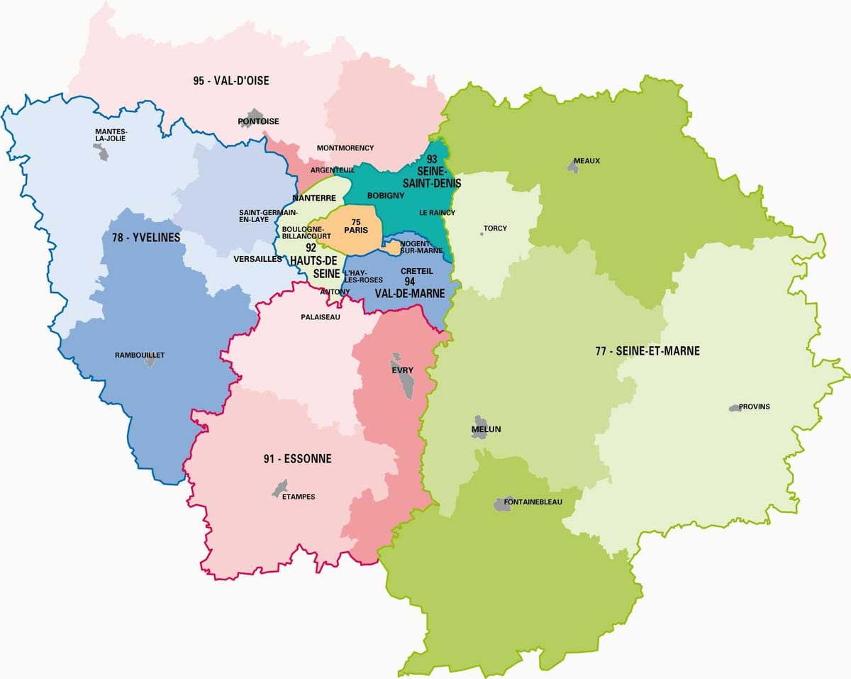 Mapa de París ile de France