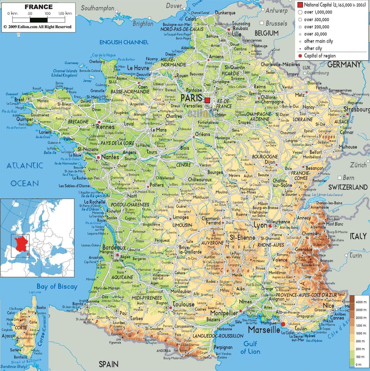 Mapa de París país