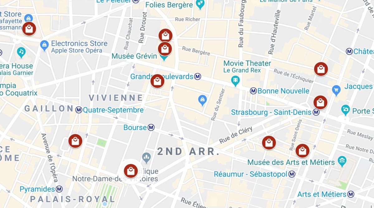 Mapa de París pasajes