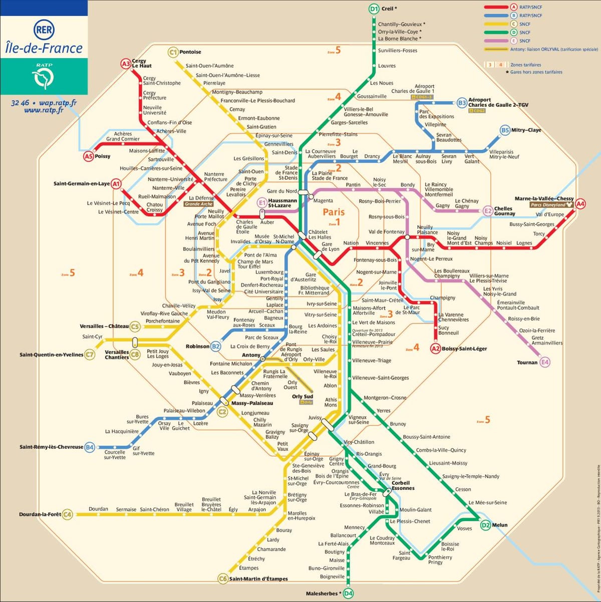 París tren mapa de la ruta