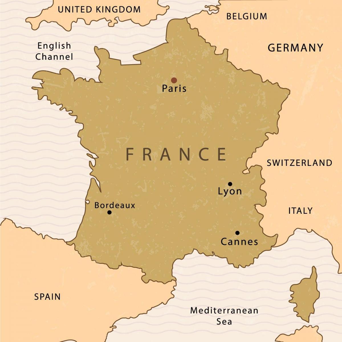 Mapa de París en el mapa de Francia