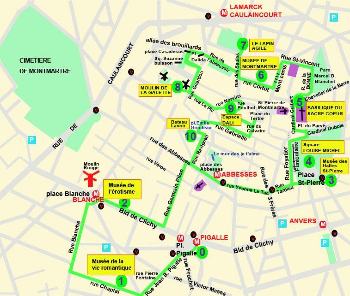 Mapa de pigalle de París