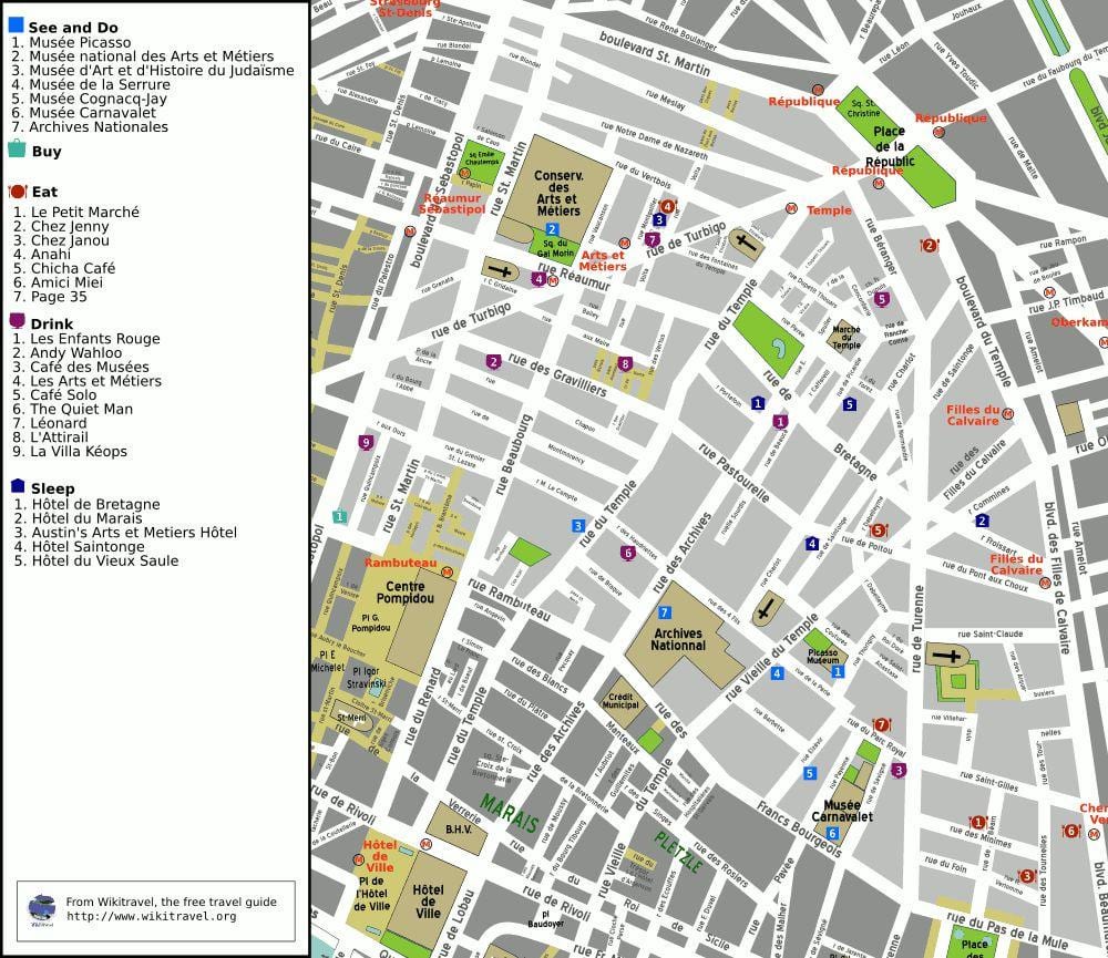 Mapa de la republique en París