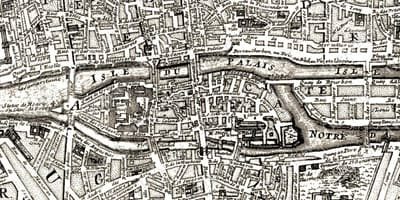 Antiguo mapa de París de impresión