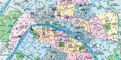 París, Francia arrondissement mapa