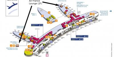El aeropuerto Charles de gaulle mapa de la terminal 2e a 2f