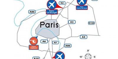 En parís, el aeropuerto internacional de mapa