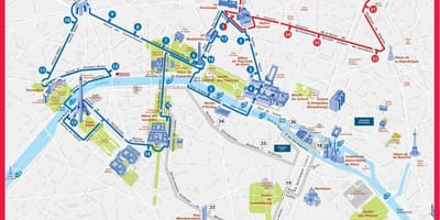 París hop on hop off mapa de la ruta
