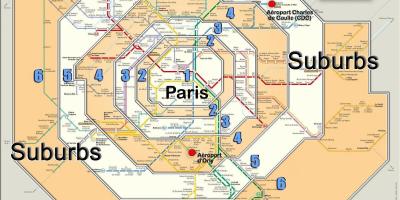 Mapa de la zona de París, Francia