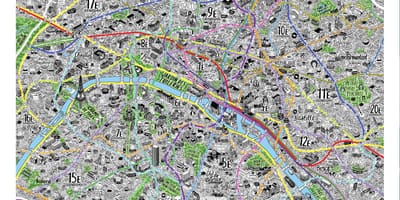 Mapa de dibujado a mano en París