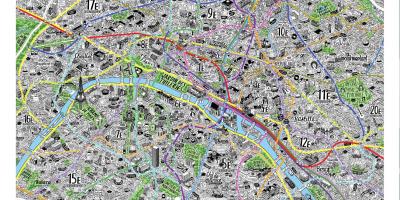 Mapa de dibujado a mano en París