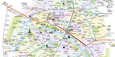 París tubo mapa con lugares de interés