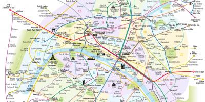 París tubo mapa con lugares de interés