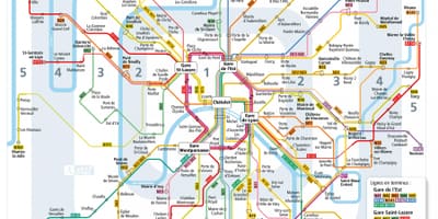 Mapa de París de noche en bus