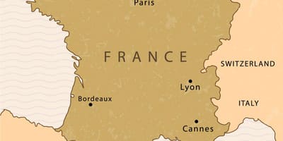 Mapa de París en el mapa de Francia