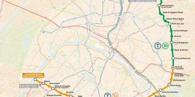 Mapa de París tranvía