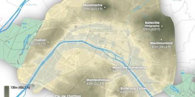 Mapa de París elevación