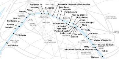 Mapa de los puentes de París