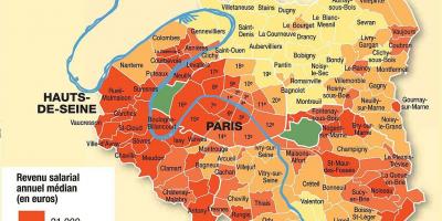 Mapa de París y los suburbios
